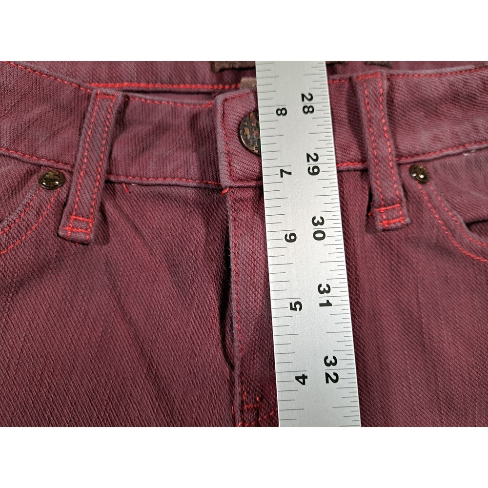 REUSE Jeans Womens‎ 30x34 Burgundy Recycled Cotton Low Rise Skinny Leg Denim - Picture 4 of 7
